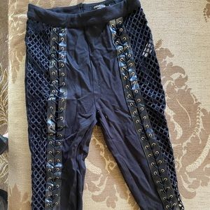 Black Leggings / Going Out Pants w/ Mesh Sides